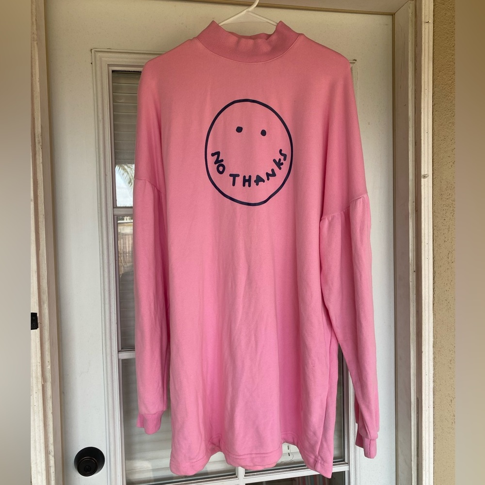Lazy Oaf No Thanks Pink Oversized Sweater Dress OS